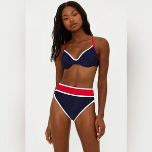 NWT BEACH RIOT Kori Top & Carlotta High-Waisted Bikini Bottoms Set 2 pcs Sz L